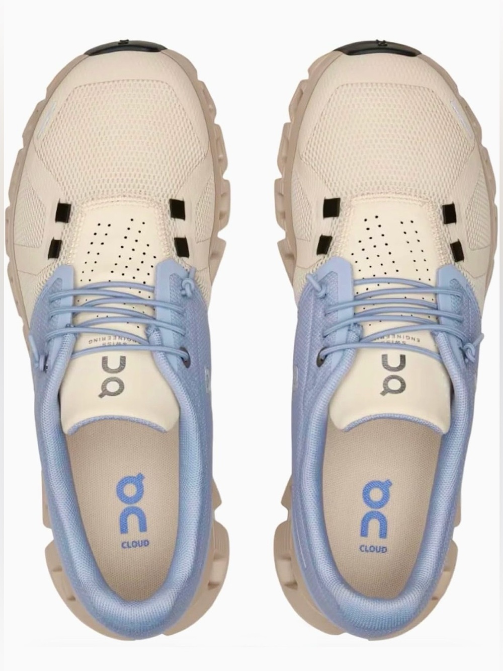 EUC ON Cloud 5 Mesh Lace-Up Running Sneakers 8 Nimbus/Moon (Blue/Cream) Worn 2x!